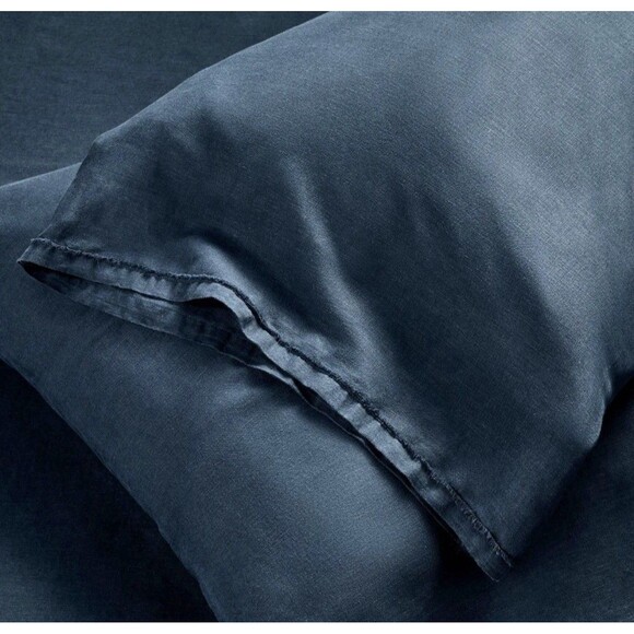 King 100% Linen Sheet Set Dark Mineral Blue - Casaluna NEW - Picture 3 of 8